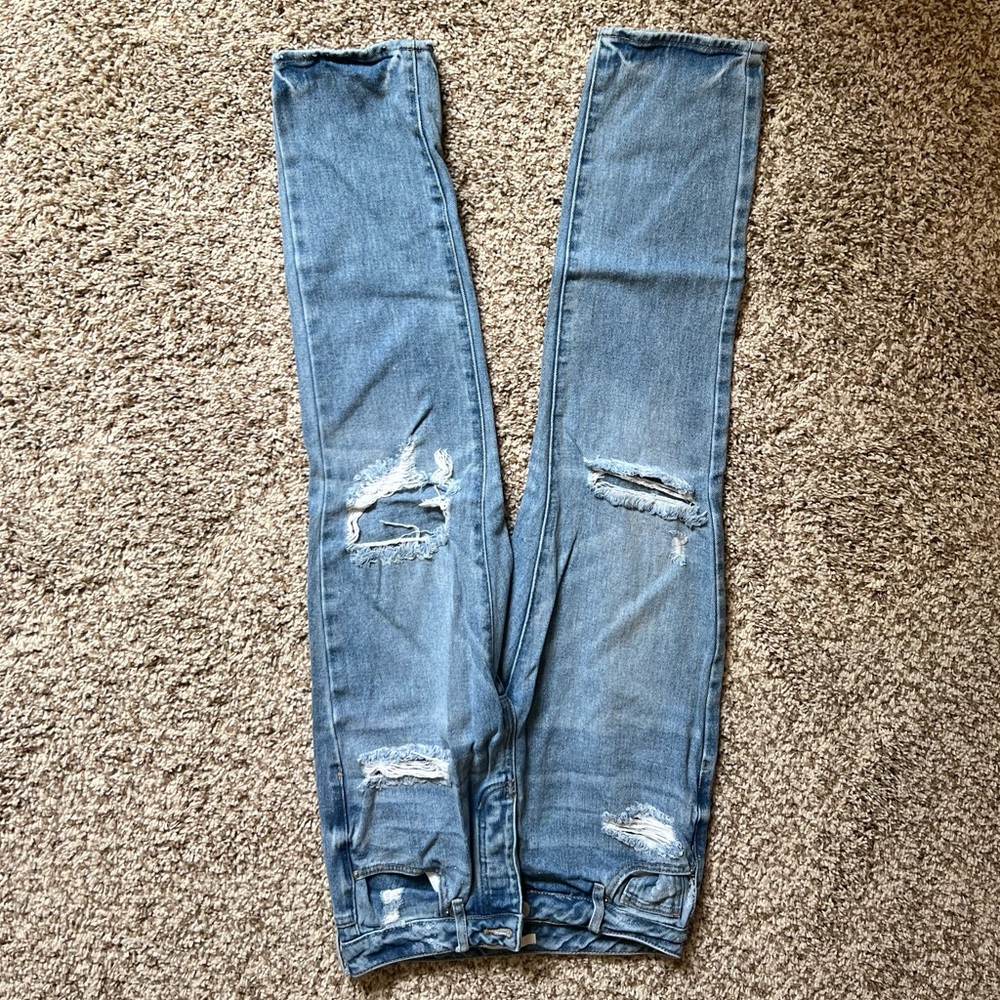 Pac Sun medium blue distressed mom jeans